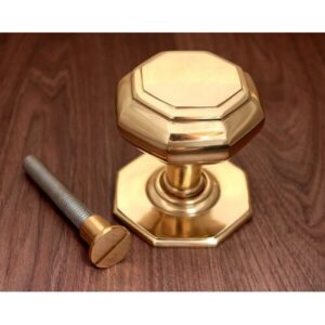 Quality Solid Brass Large Octagonal Centre Door Knob Pull Polished Brass 80mm