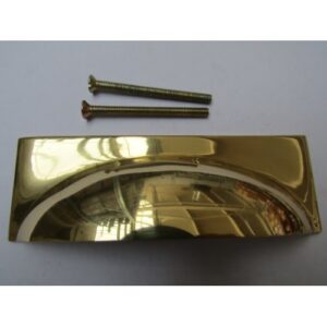 Rear Fix Rectanguar Cup Pull Handle Polished Brass