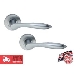 Satin Chrome Quality Solid Brass Internal Door Handle Lever on Rose "Bell"