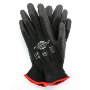 (Small) PU COATED WORK GLOVES BLACK Mechanics Builders Construction DIY PPE