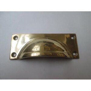 Small Rectangular Lipped Cup Pull Handle Polished Brass