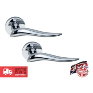 Solid Brass 'Fiorella' Internal Lever on Rose Door Handle Set Heavy Sprung Polished Chrome Finish - Heavy Quality Handles