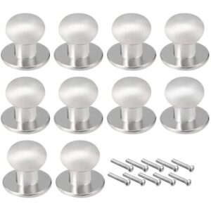 sourcingmap 10mmx11mm Gift Jewelry Box Single Hole Round Knobs Pull Handle Silver Tone 10pcs