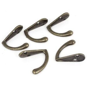 sourcingmap Robe Clothes Coat Wall Hanging Hooks Single Hanger Bronze Tone 5 Pcs