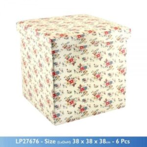 Summer Daisy Flower Theme Folding Ottoman Storage Box And Seat 38X38X38Cm
