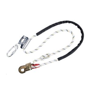 sUw Mens Fall Arrest Work Positioning Lanyard With Grip Adjuster White 200cm