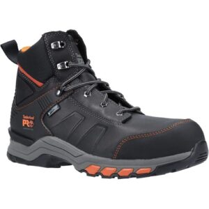 Timberland Pro Mens Hypercharge Leather Lace Up Safety Boots Black Orange