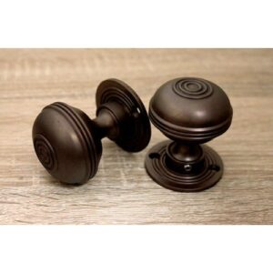 Traditional Antique Bloxwich Style Brass Pair Mortice Door Knobs Set Aged Bronze
