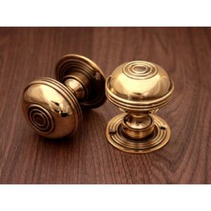Traditional Antique Bloxwich Style Solid Brass Pair Mortice Door Knob Aged Brass