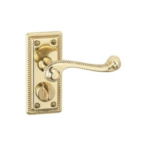 URFIC 54-30-315-01 Georgian Polished Brass Privacy Traditional Door Handle Set