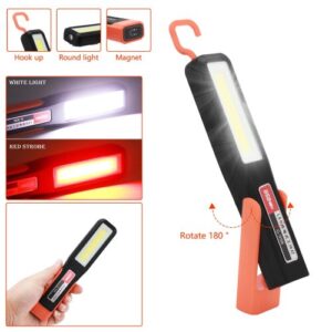 USB LED Magnetic Work Light Cordless COB Inspection Lamp Hand Torch