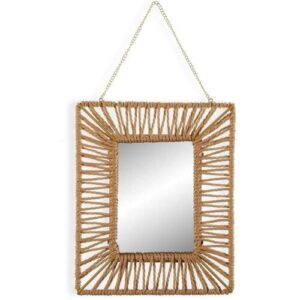 Veria Wall Mirror Square Rattan Bamboo Mirror (2 x 23.5 x 28.5 cm)