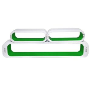 (White/Green) Set Of 3 Oval Floating Wall Hanging Shelves Shelf Book Case Display Unit Colours