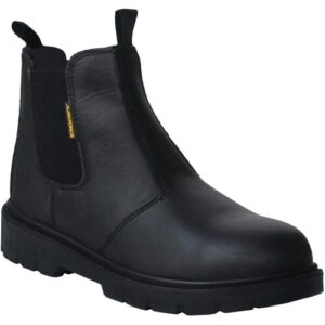 Workforce Mens Genuine Leather Twin Gusset Slip On Steel Toe Cap S1 Safety Dealer Boots UK 7-13