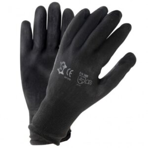 working gloves PU unisex black size 8
